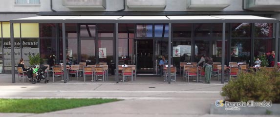 Lamelna pergola CLimasol - kava bar ES Ljubljana